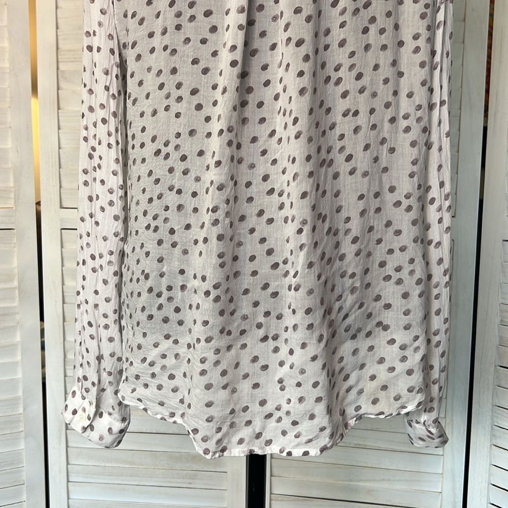 Anthropologie Cloth & Stone Semi Sheer Polka Dot Blouse Top Large - Picture 9 of 11